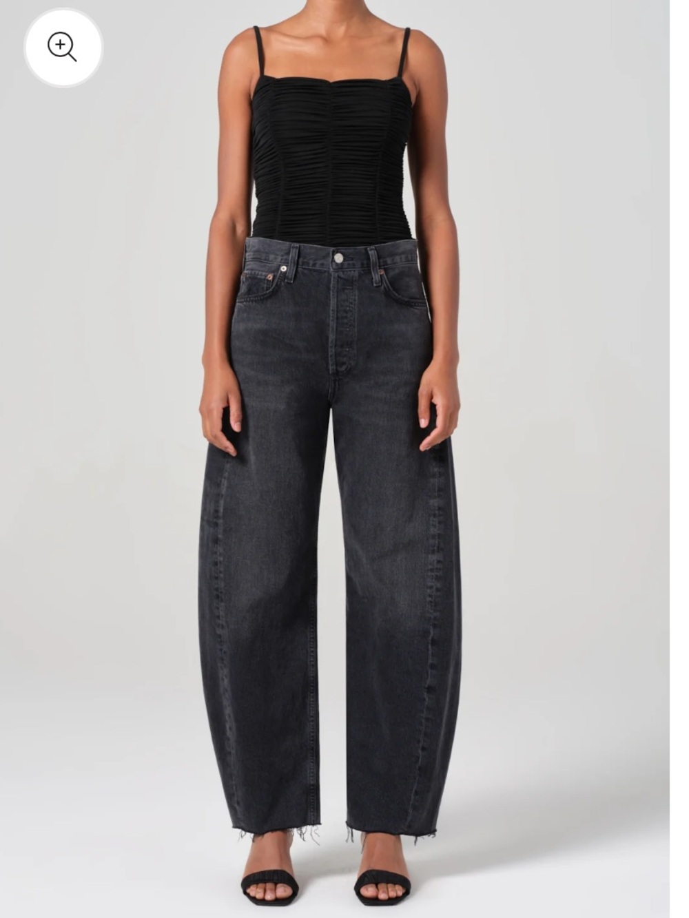 Agolde Black Women's Jeans Denim Luna Pieced Jeans - Barrel - Button Fly Size 25